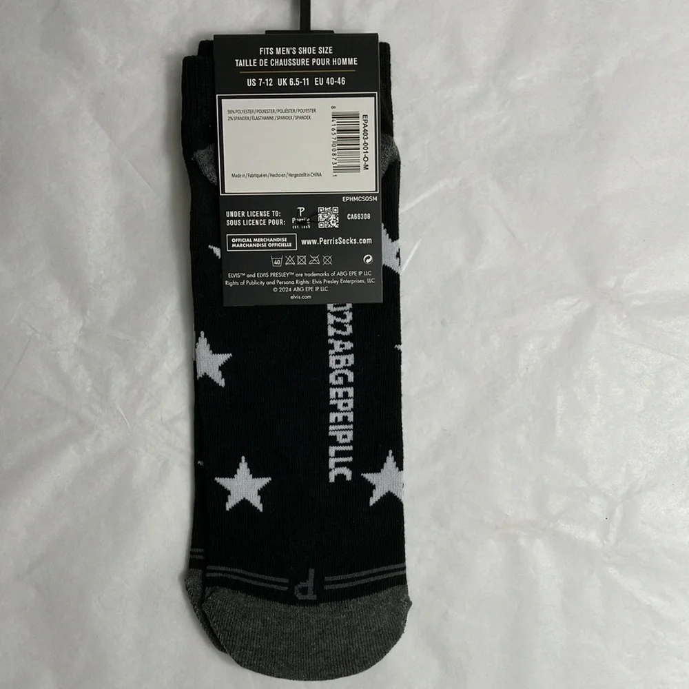 Perris‎ socks elvis presley Socks Black and White Low Cut 1 Pair Mens one size